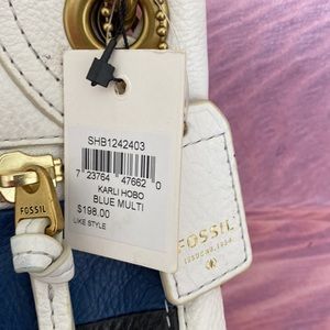 💙Fossil Karly hobo blue multi leather bag.